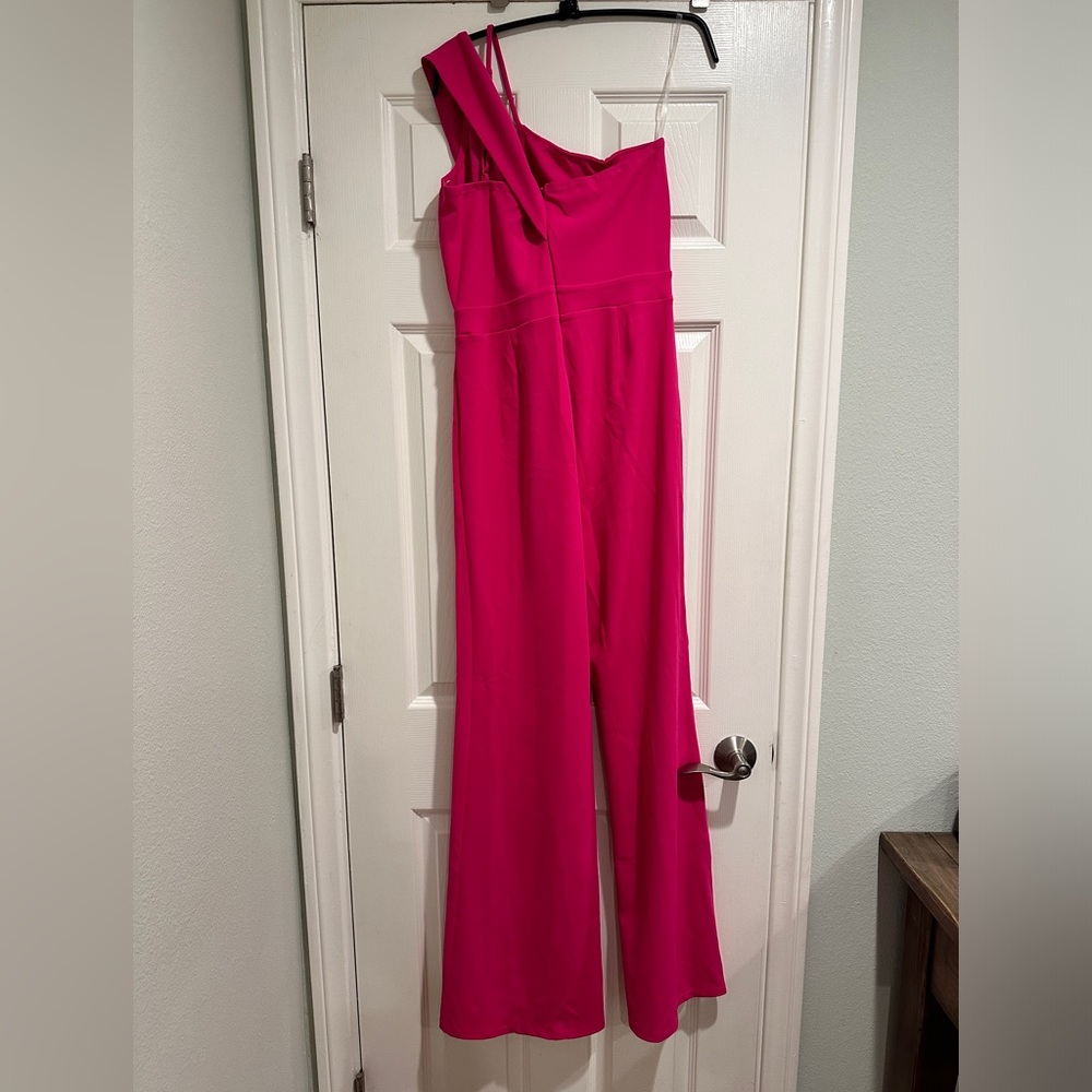 Women’s One-Shoulder Fuchsia Jumpsuit